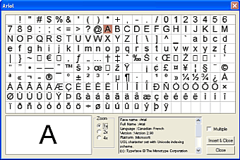 font glyph import screen